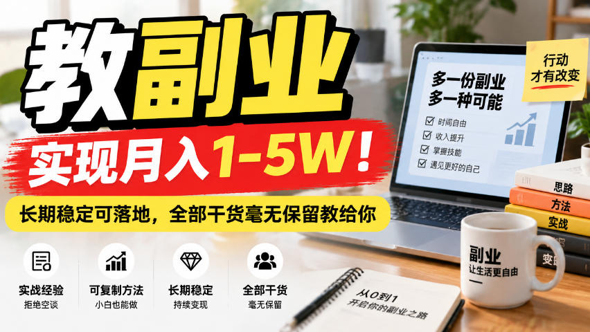 “教副业”实现月入1-5W！长期稳定可落地，全部干货毫无保留教给你【揭秘】-优优云网创-中创网