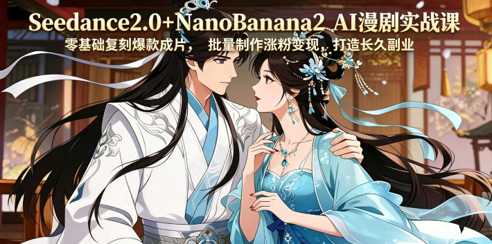 Seedance2.0+NanoBanana2 AI漫剧实战课,零基础复刻爆款成片涨粉变现,打造长久副业收益-优优云网创