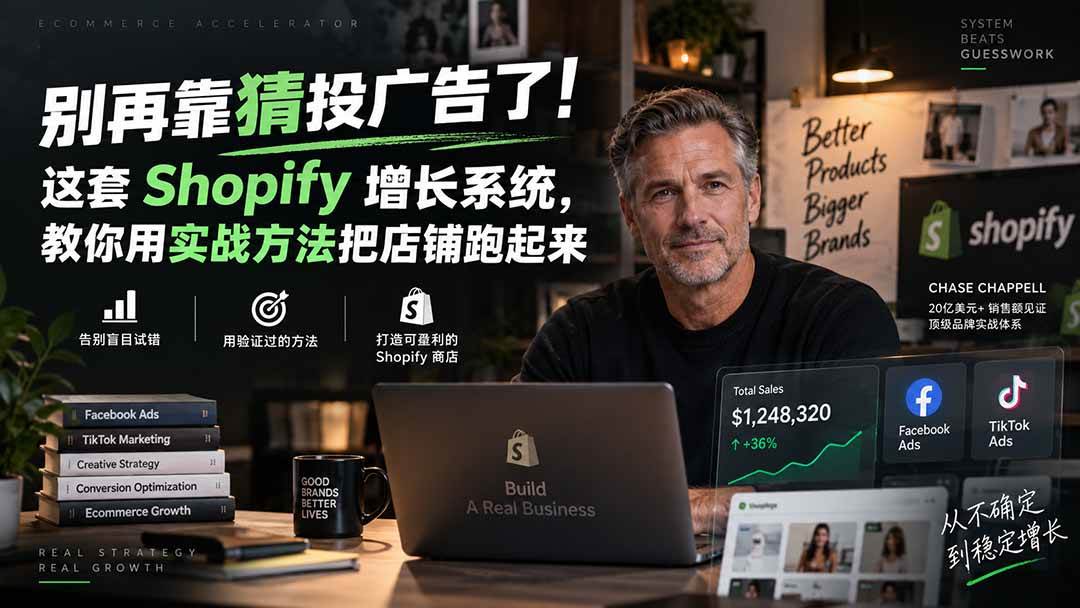 (20367期)别再靠猜投广告了!这套 Shopify 增长系统,教你用实战方法把店铺跑起来【原创双语字幕】-优优云网创-中创网