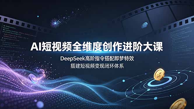 AI短视频全维度创作进阶大课,DeepSeek高阶指令搭配即梦特效,搭建短视频变现闭环体系-优优云网创