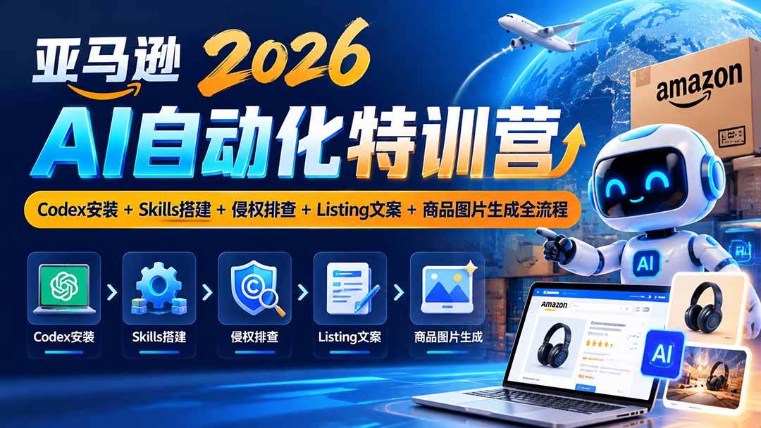 (20746期)亚马逊2026AI自动化-10月特训营:Codex安装+Skills搭建+侵权排查+Listing文案+商品图片生成全流程-优优云网创-中创网