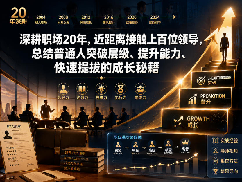付费文章：深耕职场20年，近距离接触上百位领导，总结普通人突破层级、提升能力、快速提拔的成长秘籍(全网独家干货)-优优云网创