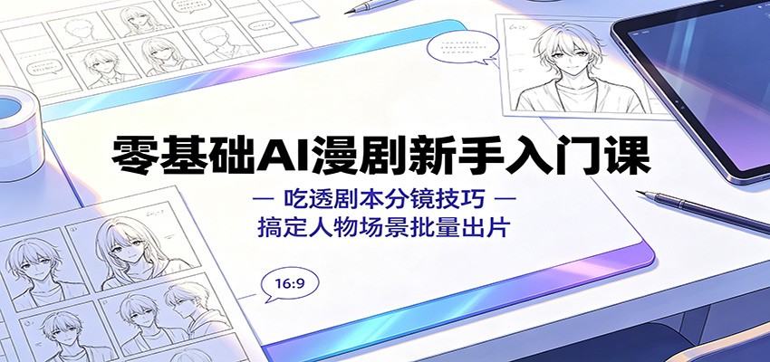 零基础AI漫剧新手入门课:吃透剧本分镜技巧,搞定人物场景批量出片-优优云网创