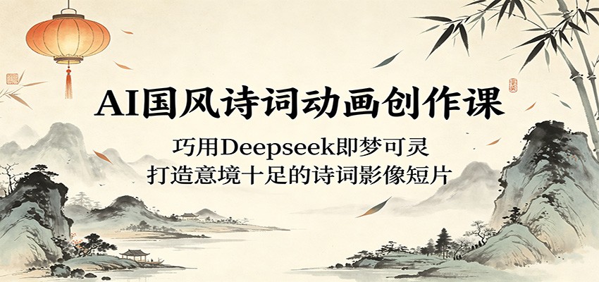 AI国风诗词动画创作课:巧用Deepseek即梦可灵,打造意境十足的诗词影像短片-优优云网创