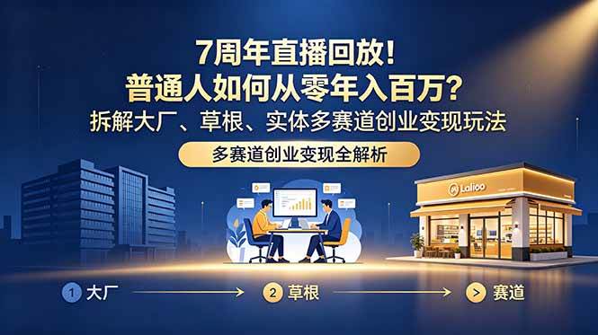(18894期)7周年直播回放!普通人如何从零年入百万?拆解大厂、草根、实体多赛道创业变现玩法-优优云网创
