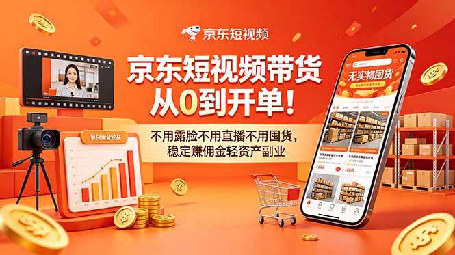(18895期)京东短视频带货从0到开单!不用露脸不用直播不用囤货,稳定赚佣金轻资产副业-优优云网创