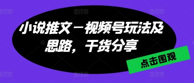 小说推文—视频号玩法及思路,干货分享-优优云网创