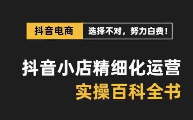 抖音小店精细化运营百科全书,保姆级运营实战讲解(更新)-优优云网创