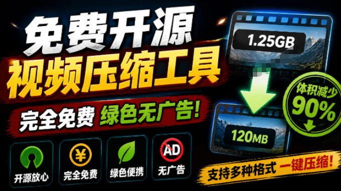 Github开源视频压缩瘦身工具，轻松压缩90%，并保持画质清晰，完全免费绿色无广告！VideoSlim-优优云网创