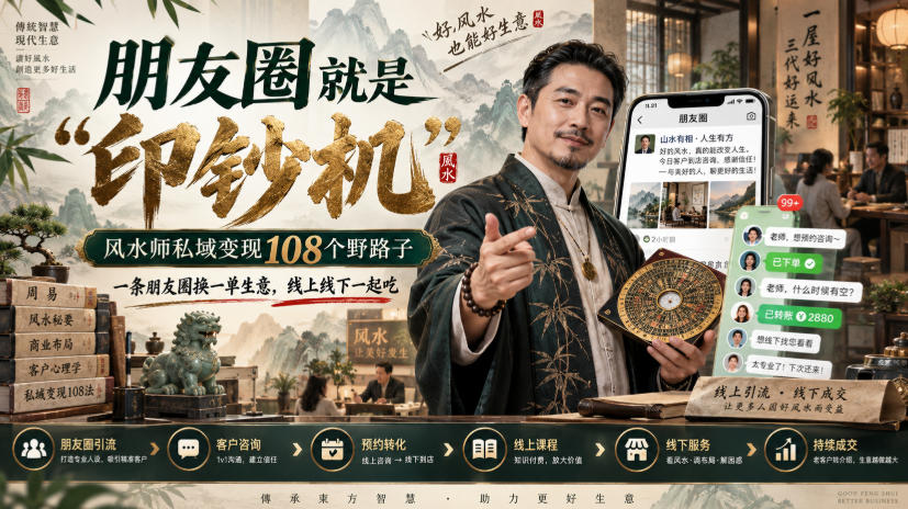 朋友圈就是“印钞机”,风水师私域变现108个野路子,一条朋友圈换一单生意,线上线下一起吃【文档】-优优云网创-中创网