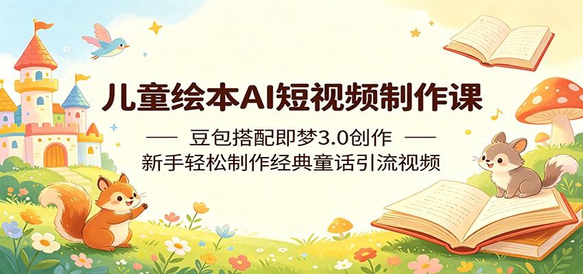 儿童绘本AI短视频制作课:豆包搭配即梦3.0创作,新手轻松制作经典童话引流视频-优优云网创