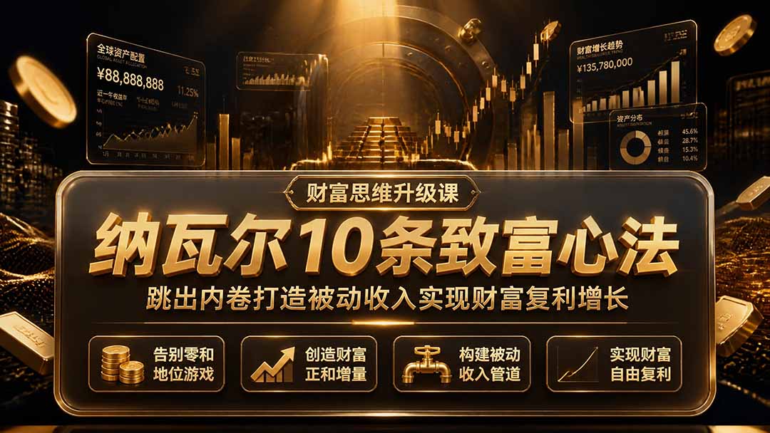 付费文章：纳瓦尔10条致富心法，跳出内卷打造被动收入实现财富复利增长-优优云网创