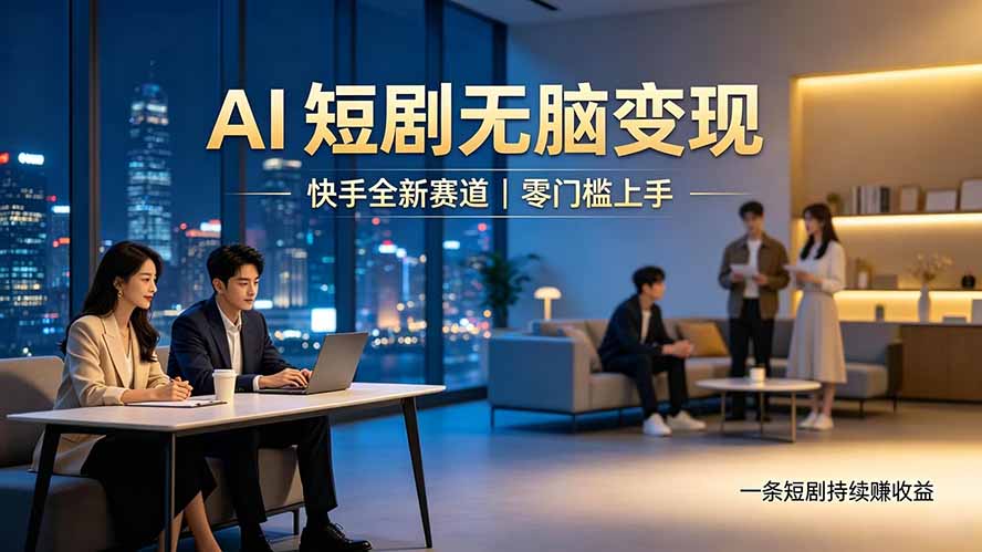 别乱找副业了,快手 AI 短剧零门槛长久被动增收-优优云网创