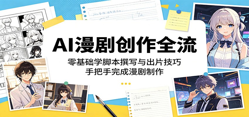 AI漫剧创作全流程:零基础学脚本撰写与出片技巧,手把手完成漫剧制作-优优云网创