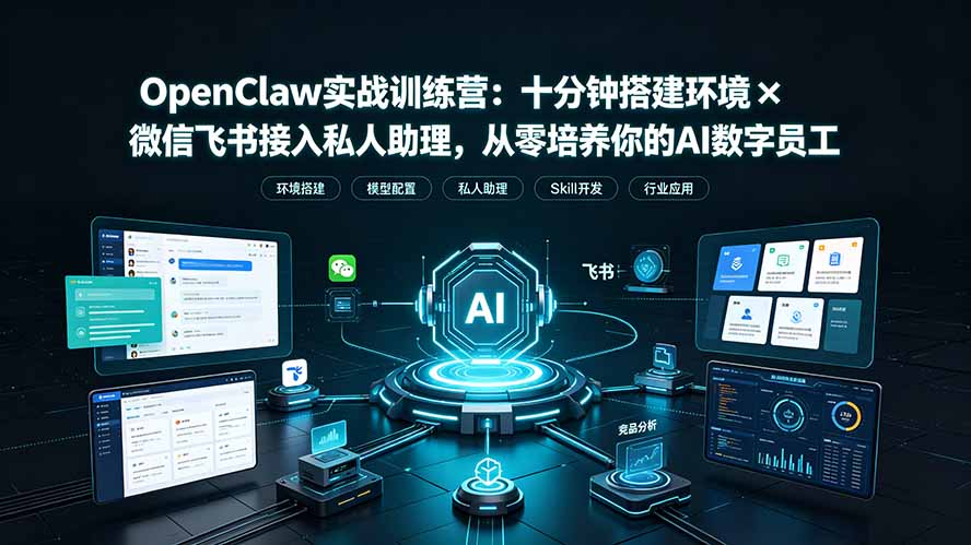 OpenClaw实战特训营:十分钟搭建环境×微信飞书接入私人助理,从零培养你的AI数字员工-优优云网创