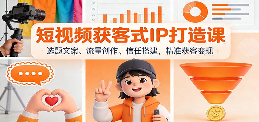 短视频获客式IP打造课:选题文案、流量创作、信任搭建,精准获客变现-优优云网创