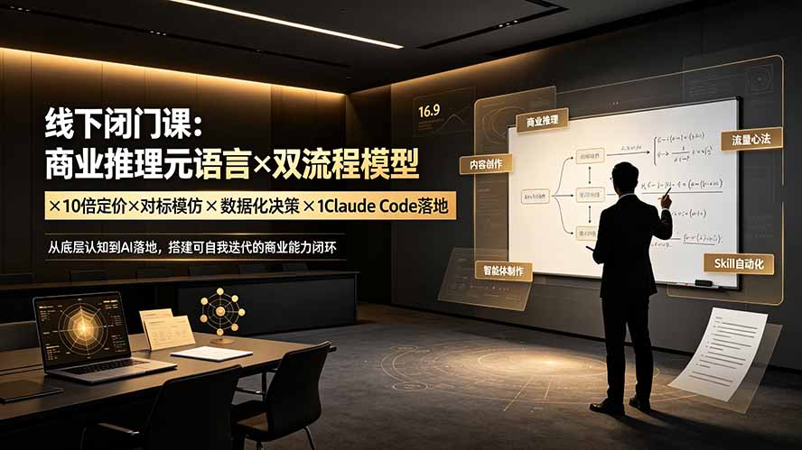 线下闭门课:商业推理元语言×双流程模型×10倍定价×对标模仿×数据化决策×Claude Code落地,击穿认知盲区-优优云网创