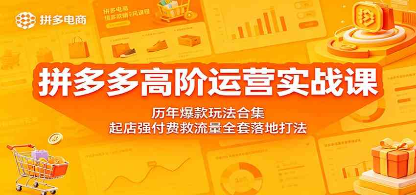 拼多多高阶运营实战课:历年爆款玩法合集,起店强付费救流量全套落地打法-优优云网创