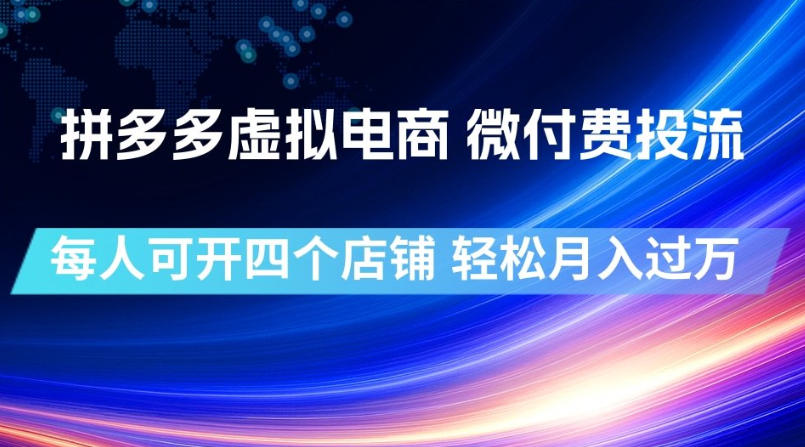 拼多多虚拟电商，微付费投流玩法，每人可开四个店，轻松月入过1W【揭秘】-优优云网创