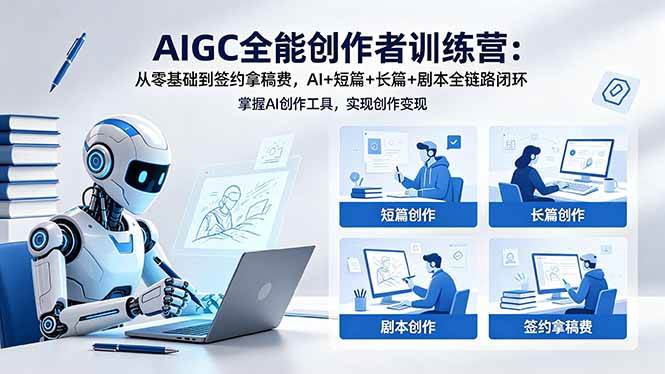 (18403期)AIGC全能创作者训练营:从零基础到签约拿稿费,AI+短篇+长篇+剧本全链路闭环-优优云网创