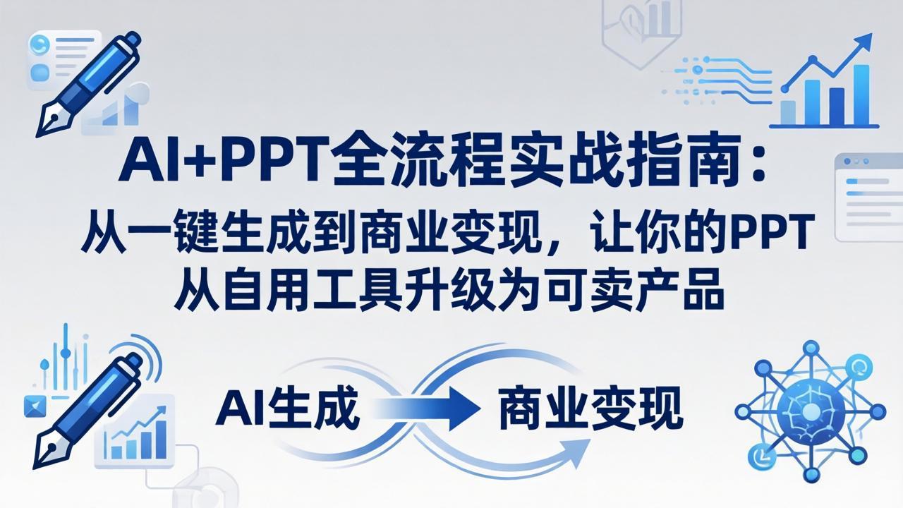 AI+PPT全流程实战指南-更新4月21:从一键生成到商业变现,让你的PPT从自用工具升级为可卖产品-优优云网创