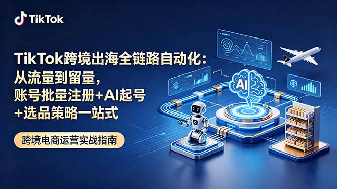 TikTok跨境出海全链路自动化:从流量到留量,账号批量注册+AI起号+选品策略一站式-优优云网创
