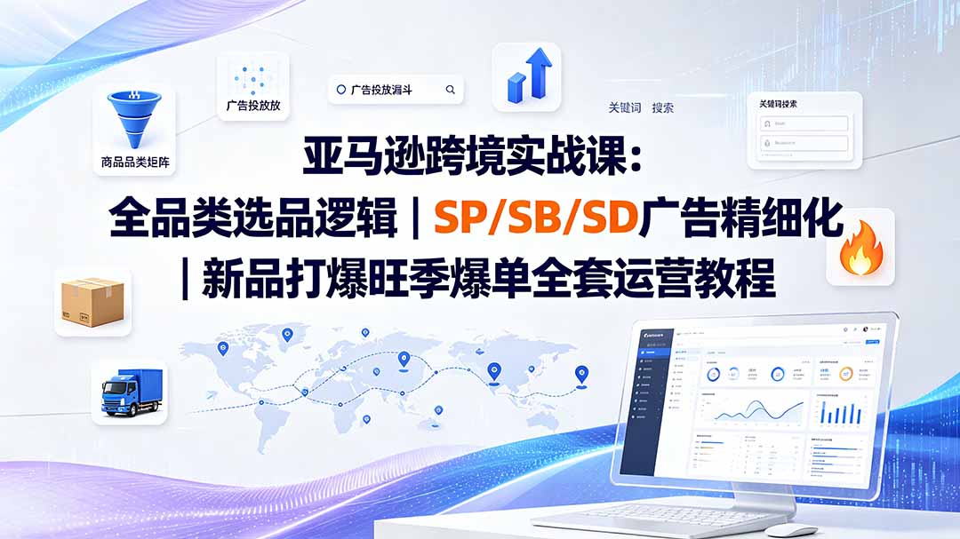 亚马逊跨境实战课-更新:全品类选品逻辑|SP/SB/SD广告精细化|新品打爆旺季爆单全套运营教程-优优云网创