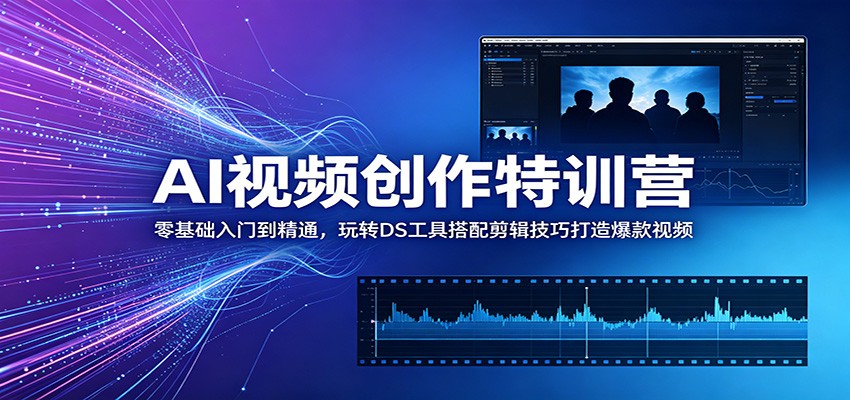 AI视频创作特训营：零基础入门到精通，玩转DS工具搭配剪辑技巧打造爆款视频-优优云网创