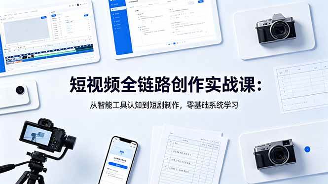 (18683期)短视频全链路创作实战课:从智能工具认知到短剧制作,零基础系统学习-优优云网创