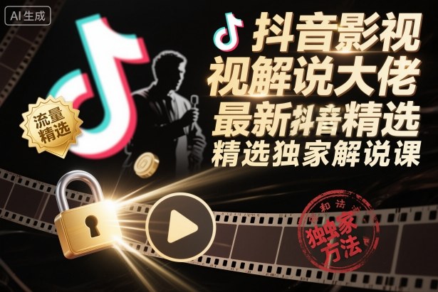 抖音影视解说大佬最新抖音进精选和独家方法,精选独家解说课(更新26年3月)-优优云网创