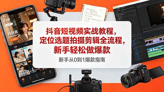 (18524期)抖音短视频实战教程,定位选题拍摄剪辑全流程,新手轻松做爆款-优优云网创