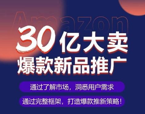 亚马逊·30亿大卖爆款新品推广,可复制、全程案例实操的爆款推新SOP-优优云网创