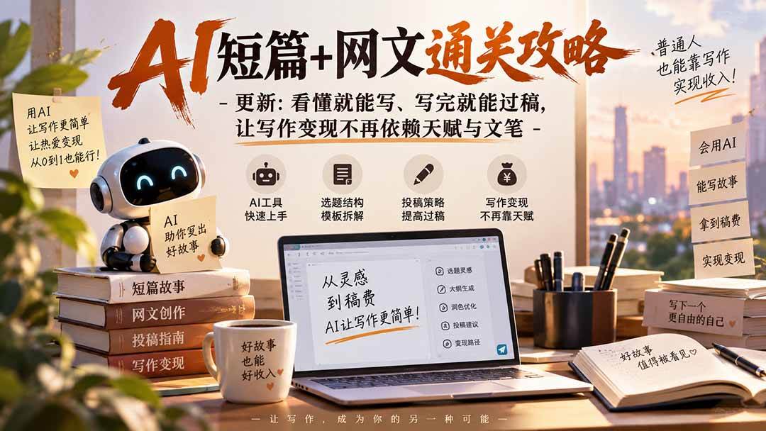 （20578期）AI短篇+网文通关攻略-更新0921：看懂就能写、写完就能过稿，让写作变现不再依赖天赋与文笔-优优云网创-中创网