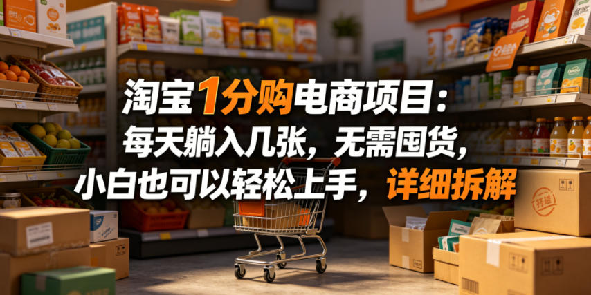 淘宝1分购电商项目:每天躺入几张,无需囤货,小白也可以轻松上手,详细拆解-优优云网创