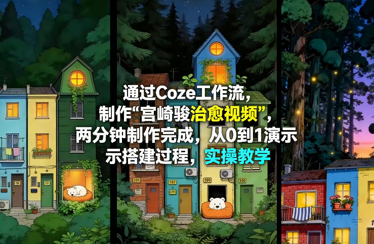 通过Coze工作流制作《宫崎骏治愈视频》，两分钟制作完成，从0到1演示搭建过程，实操教学-优优云网创