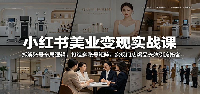 小红书美业变现实战课：拆解账号布局逻辑，打造多账号矩阵，实现门店爆品长效引流拓客-优优云网创