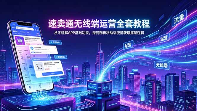 (18904期)速卖通无线端运营全套教程,从零讲解APP基础功能,深度剖析移动端流量获取底层逻辑-优优云网创