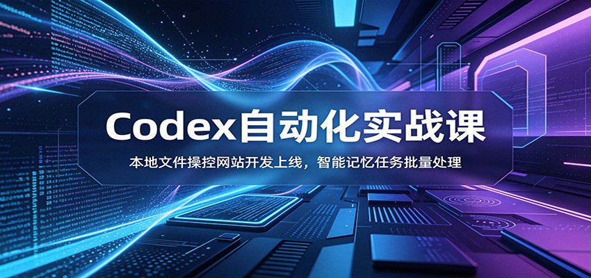 Codex自动化实战课:本地文件操控网站开发上线,智能记忆任务批量处理-优优云网创