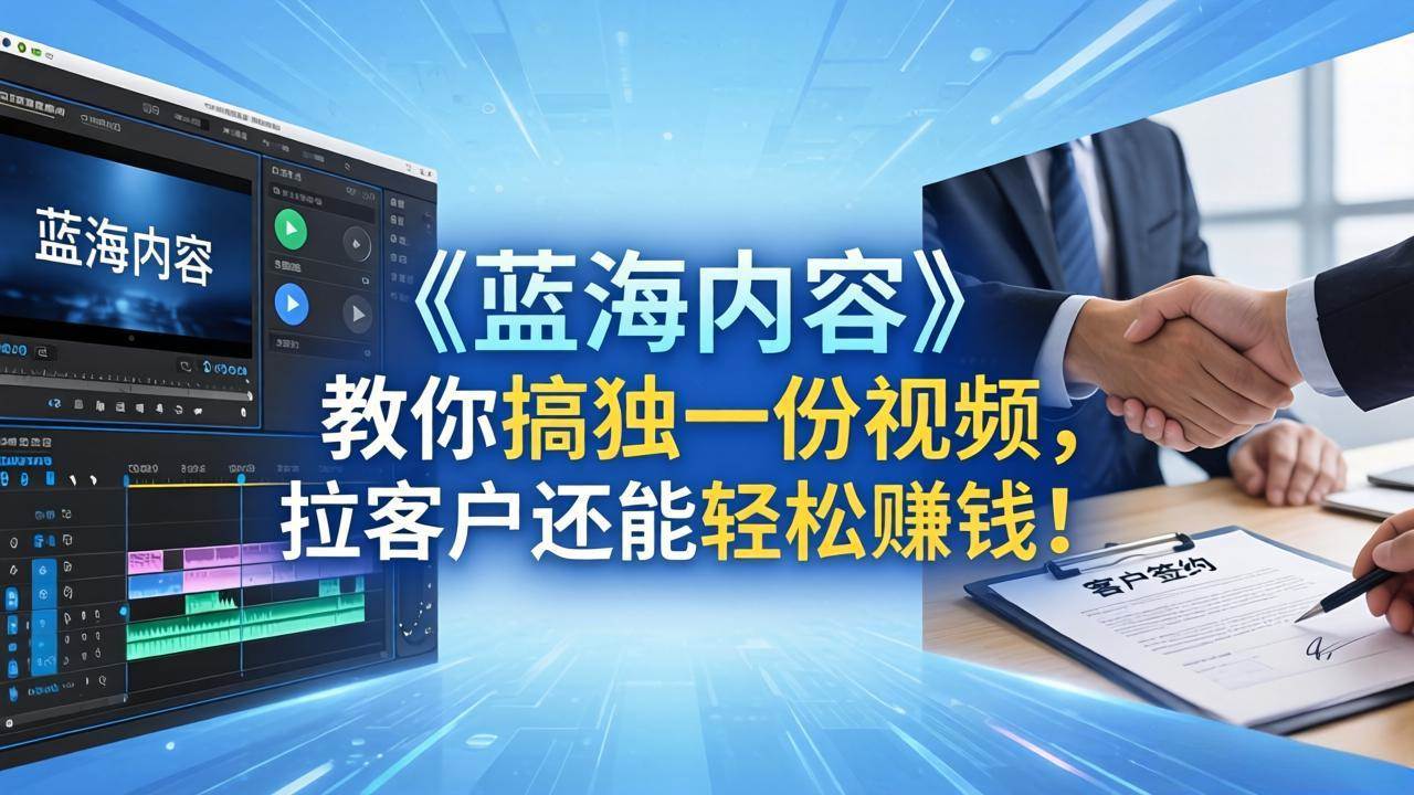 （18301期）做视频卷不动了？《蓝海内容》教你搞独一份视频，拉客户还能轻松赚钱！-优优云网创
