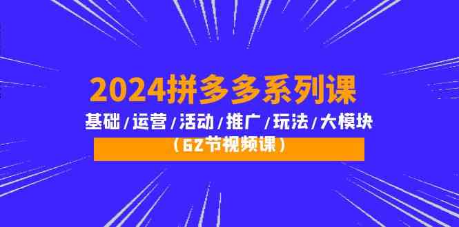 (10019期)2024拼多多系列课:基础/运营/活动/推广/玩法/大模块(62节视频课)-优优云网创
