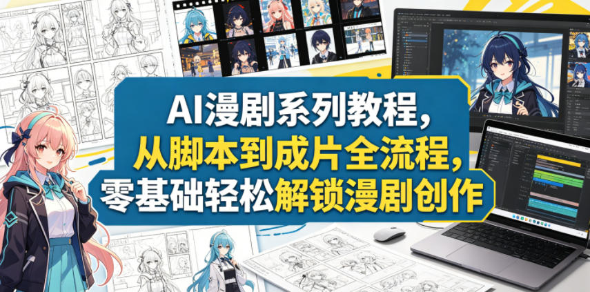 AI漫剧系列教程,从脚本到成片全流程,零基础轻松解锁漫剧创作-优优云网创