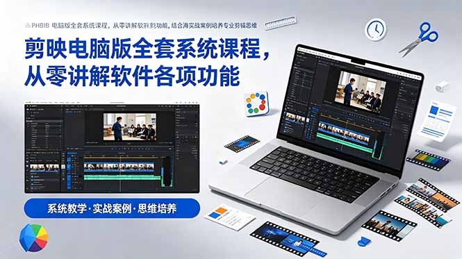 剪映电脑版全套系统课程，从零讲解软件各项功能，结合海量实战案例培养专业剪辑思维-优优云网创